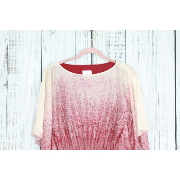 Vintage Lady Carol Ombre Tie Dye Belted Shirt Dress Maroon Cream Size XL - Picture 3 of 12